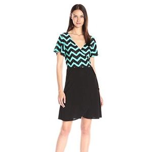 Star Vixen Ity Knit Two-Tone Short Faux-Wrap